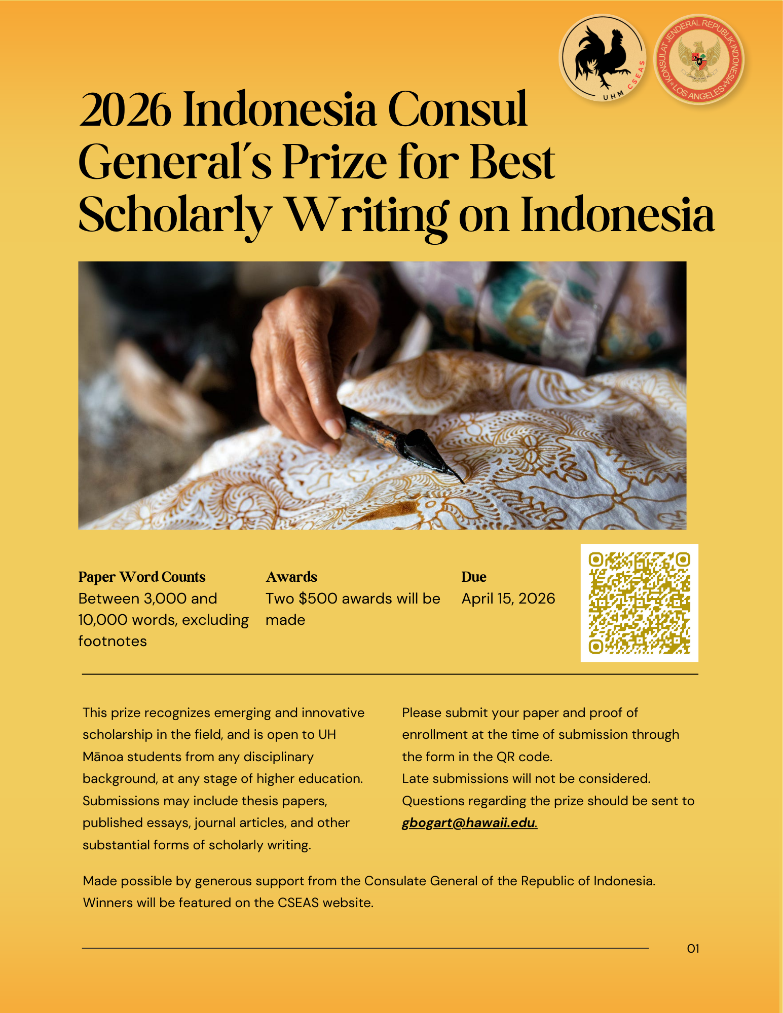 Call for Submissions|2026 Indonesia Consul General's Prize for Best ...